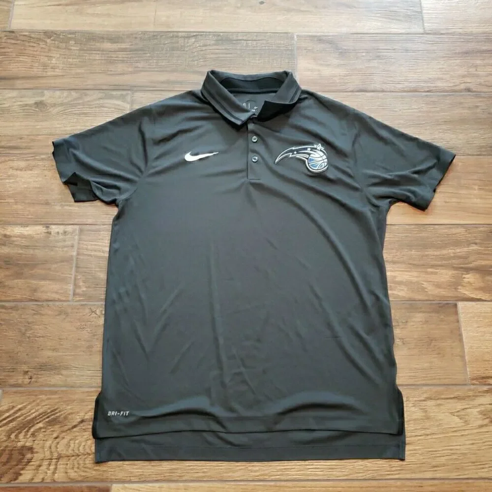 Orlando Magic Polo Mens Large Charcoal Nike Dri Fit NBA Performance Hybrid